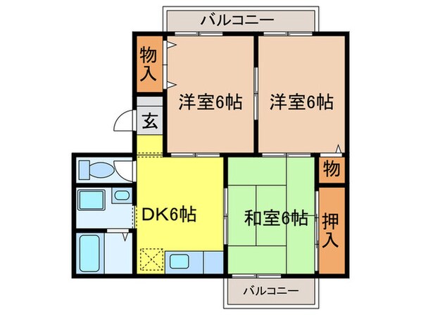 リバ－サイド八尾南Ｂ棟の物件間取画像